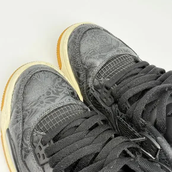 Nike Air Jordan 4 Retro GS 'Laser Black Gum' Youth Size 7 - Picture 13 of 13